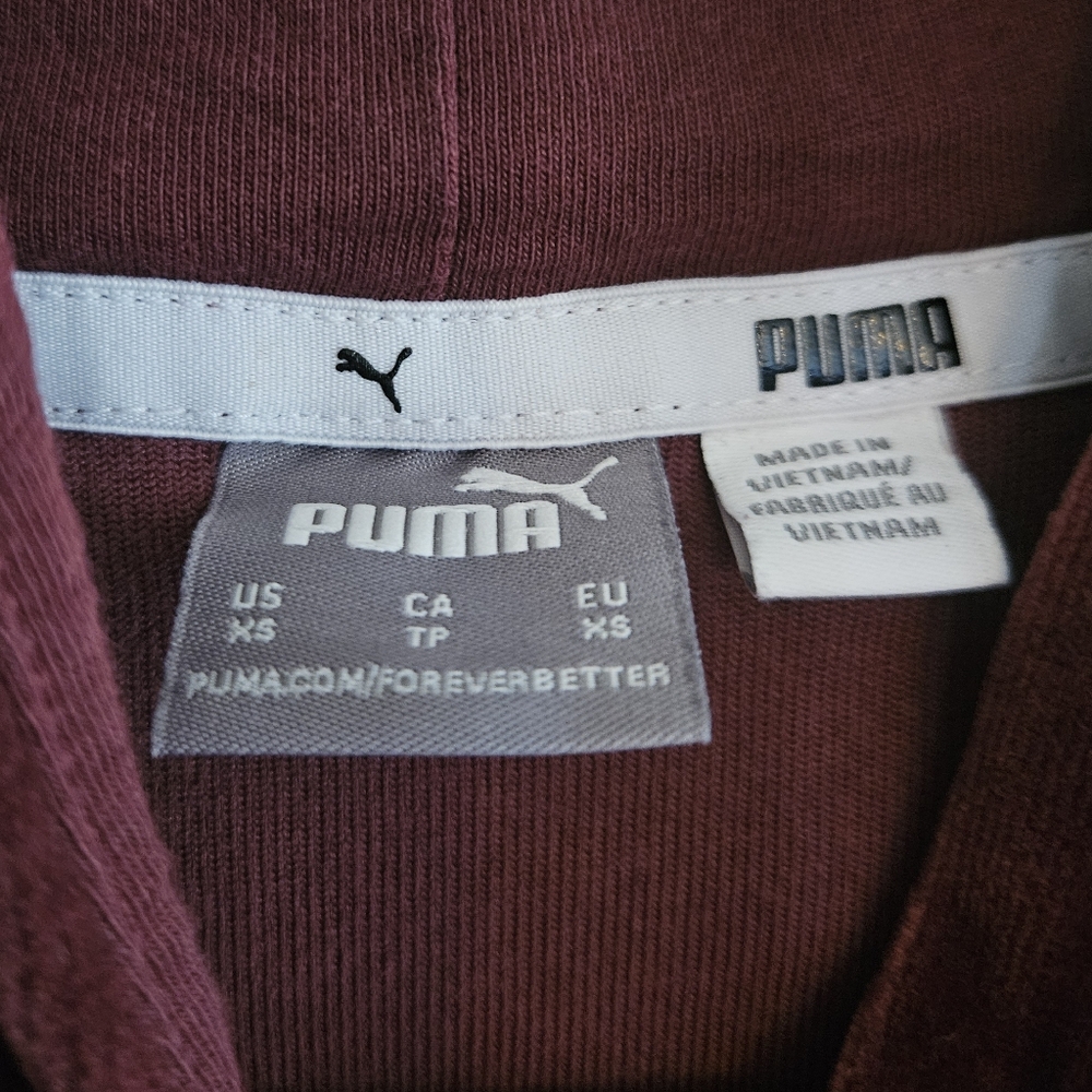 Puma Women's Hooded Burgandy Hooded Sweatshirt Size XS - Picture 3 of 5